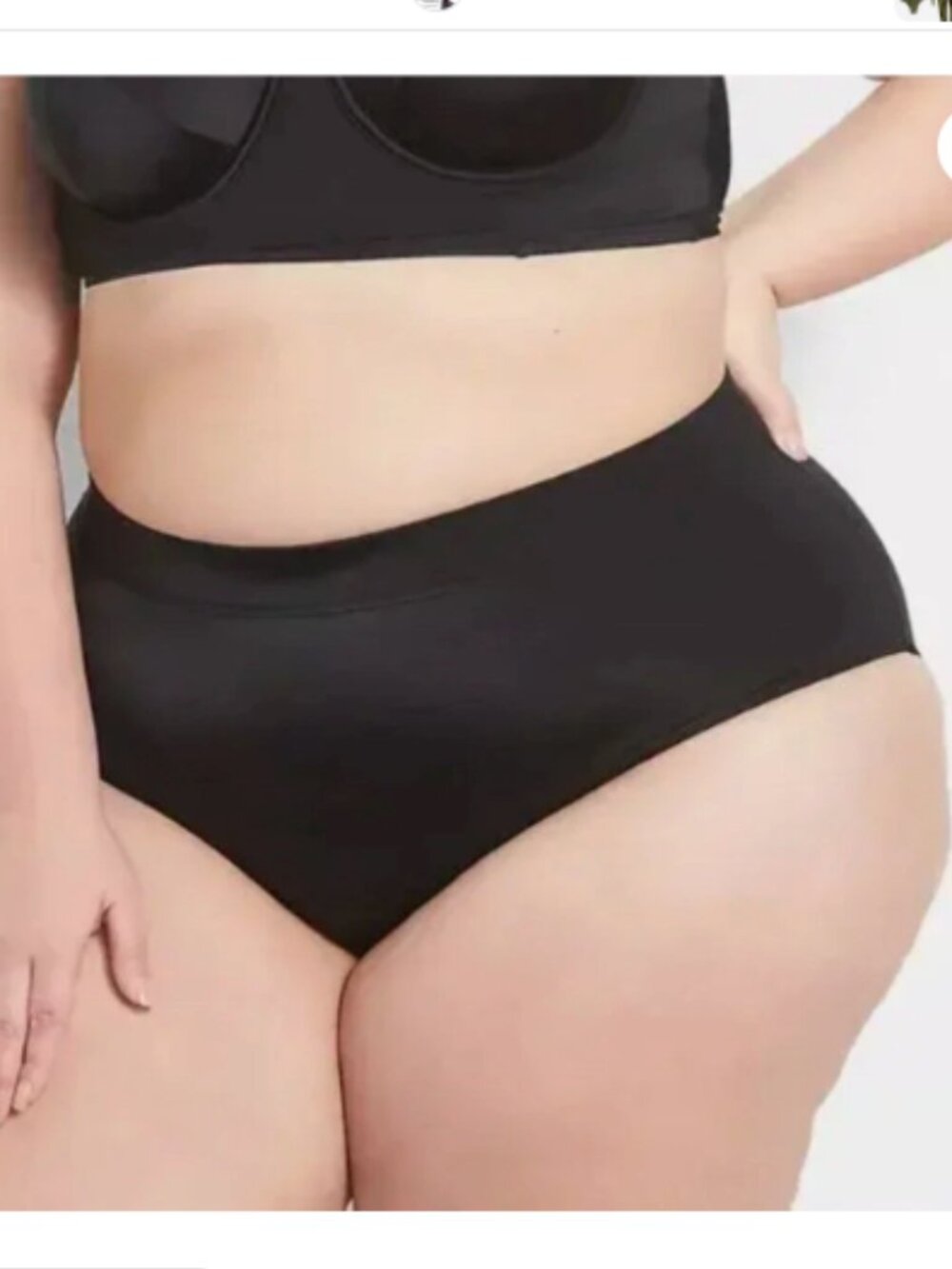 Swim by Cacique Women’s Plus Size 28 Swim Bottom Black High Waist‎ Brief Stretch